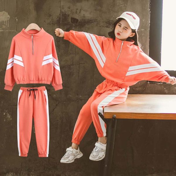 

girls clothes sport striped clothing for girls coat + pants kids clothes teenage childrens school clothing 5 6 7 8 10 12 years, White