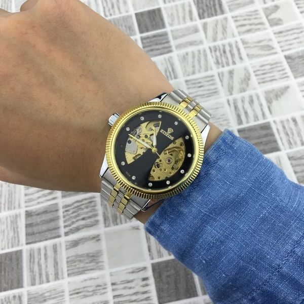 

luvette popular men's leisure fashion sports waterproof luminous automatic mechanical watch, Slivery;brown