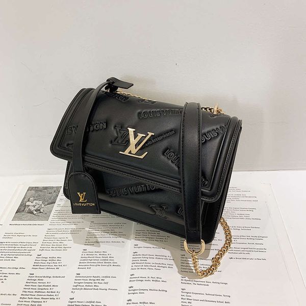 

foreign style high texture embossed letter women's 2021 spring fashion small square single shoulder handbag chain bag