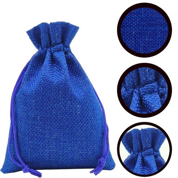 

gift wrap 20pcs blue linen jute drawstring pouch cotton mix color packages for packaging wedding party christmas candy bags