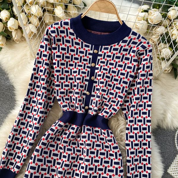 

women chic knitting dress fashion o neck long sleeve elastic slim jumper autumn winter bodycon sweater short dresses, Black;gray