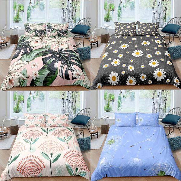 

floral printed bedding set dandelion plant duvet cover pillowcase set home textiles daisy flower bedclothes