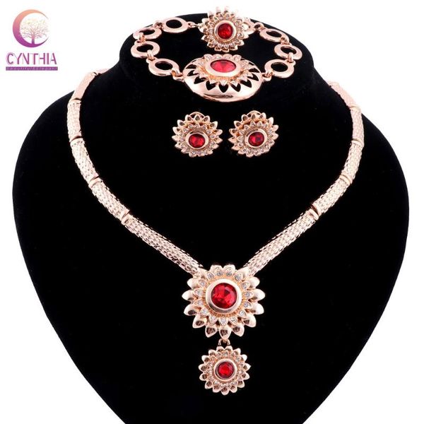 

earrings & necklace wholesale handmade nigerian wedding african beads jewelry set gold-color crystal earring ring bangle, Silver