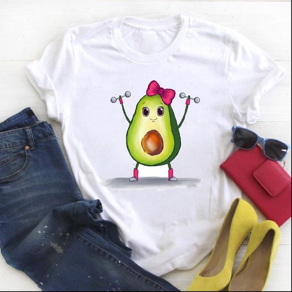 

women avocado cartoon fruit clothing style print summer t tee ladies female shirt clothes tshirt womens graphic t shirt, White