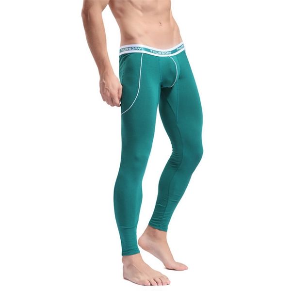 WJ Men's Long Johns Sleep Calças Térmicas Calças de Bambu Fibra Autumn Mens Calças de Inverno Apertado Slim Underwear 211108