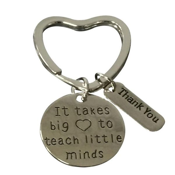 

keychains key ring creative thank you heart-shaped pendant small gifts, Silver