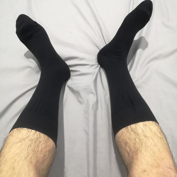 

men's socks 1pair cotton solid color men's black navy dress drawstring long tube middle sport suit formal stockings