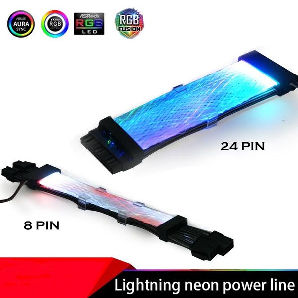 

fans & coolings rgb rainbow cable motherboard 8p(8+8) gpu extension cable, 24pin cord ,neon line support mobo aura sync 5v a-rgb