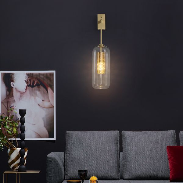

nordic minimalist loft golden glass wall lamp fixture room fixtures to be at home interior decorative lighting stairs ywx4