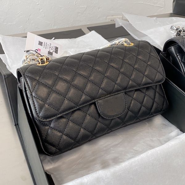 

5 colors paris brand cf series caviar calfskin rhombic grid handbags 25.5cm real leather women shoulder bag cross body clutch