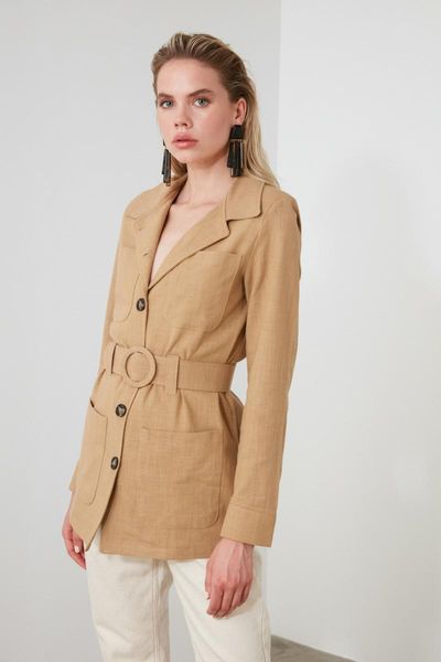 

women's jackets trendyol belt detail jacket twoss20ce0008, Black;brown