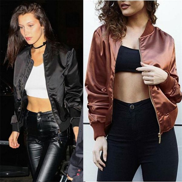 

women's jackets spring women winter coats personality zipper fly long sleeve jacket womens fashion casual short 3lqp, Black;brown