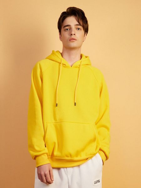 

romwe guys kangaroo pocket drawstring hoodie u4rv#, Black