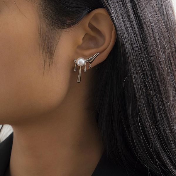 

dangle & chandelier women jewelry geometric earrings 2021 design simulated pearl stud for gift fine, Silver