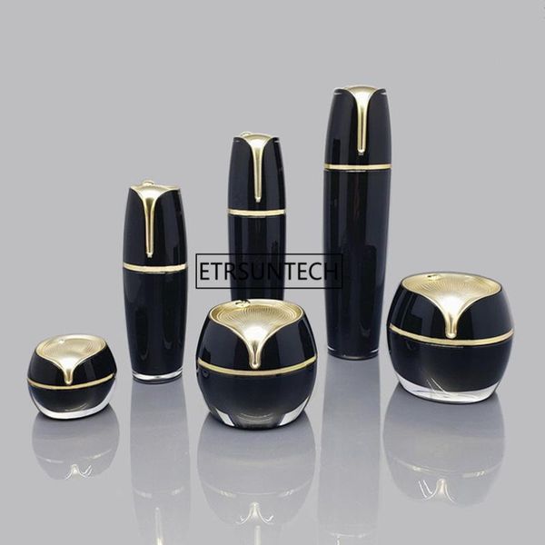 

storage bottles & jars 30pcs 30g 50g black acrylic cream jar cosmetic bottle 30ml 50ml 100ml lotion pump f2633