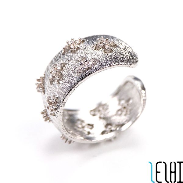 

classic charm eternal love cuff wedding rings for women flower snowflake zircon ice plating s925 silver ring woman engagement sister bridesm, Slivery;golden