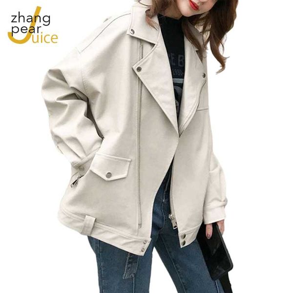 

women's leather & faux women jacket coat streetwear black vintage outfits female bf style loose casual zipper pu