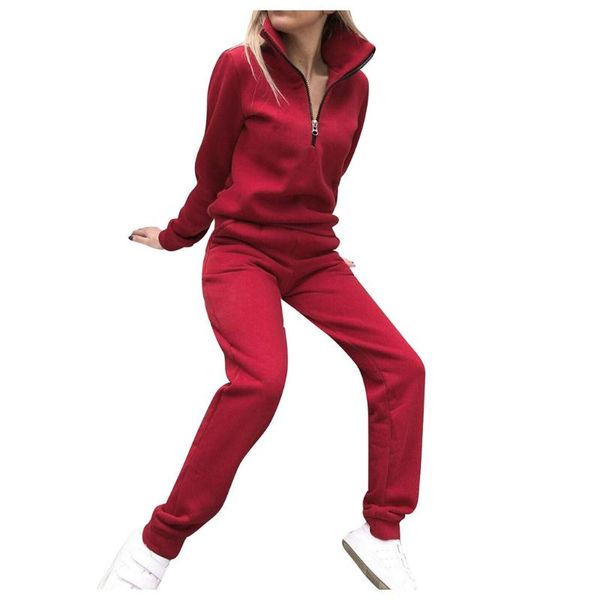 

gym clothing women fahion two-piece sports suit casual long sleeve solid pullover sweatshirt pants tracksuit sets stylish comfortable, White;black