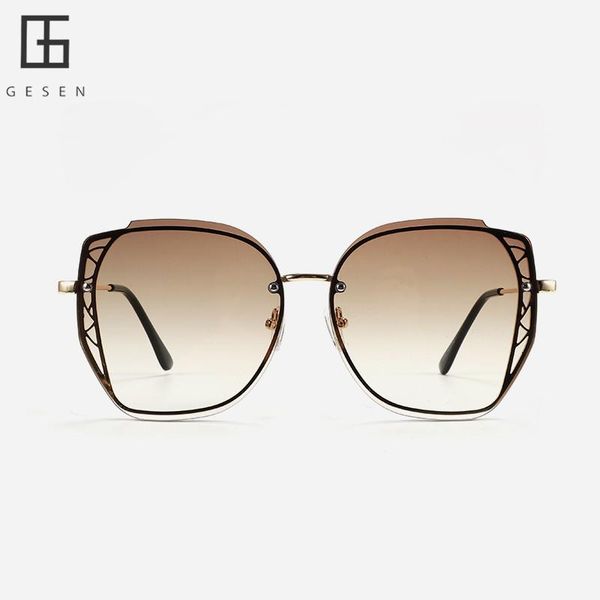 

GESEN Irregular Polygon Square Women's Sunglasses For Men Fashion Metal Sun Glasses For Driving Vintage Oversized Shades Eyewear, White;black