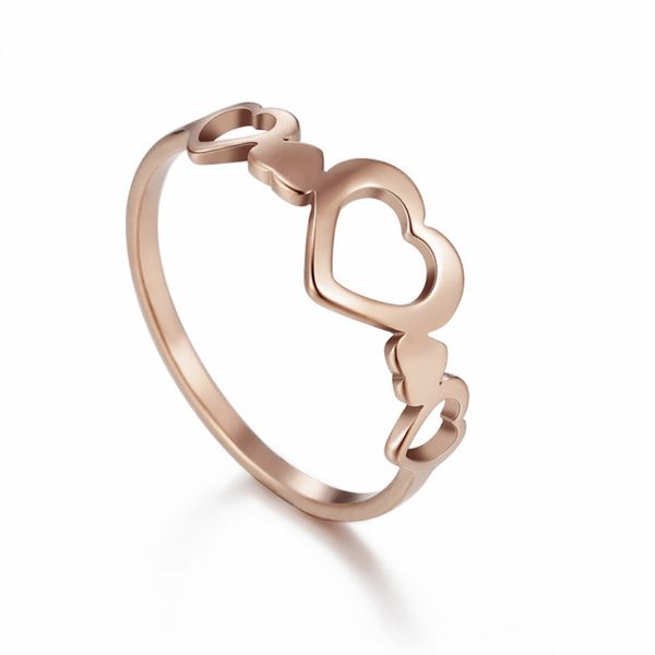 Damen-Ring, herzförmig, hohles Herz mit Herz-Design, niedlich, modisch, Edelstahl, Liebesschmuck, Geschenk für junge Mädchen