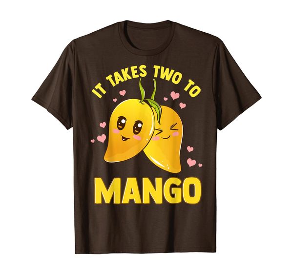 

it takes two to mango funny fruit tango romantic food pun t-shirt, White;black