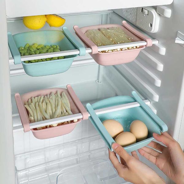 

kitchen storage & organization adjustable stretchable fridge organizer basket refrigerator pull-out drawers fresh spacer layer rack