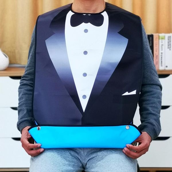 

mealtime pvc printing cotton adjustable bib for men seniors patients