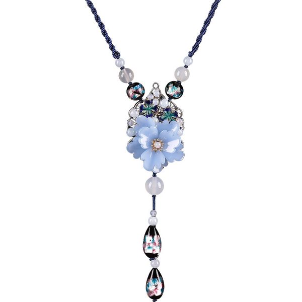 

xianlan387 ancient folk sweater chain long contracted joker flower pendant necklace restoring ancient ways deserve to act the role, Silver