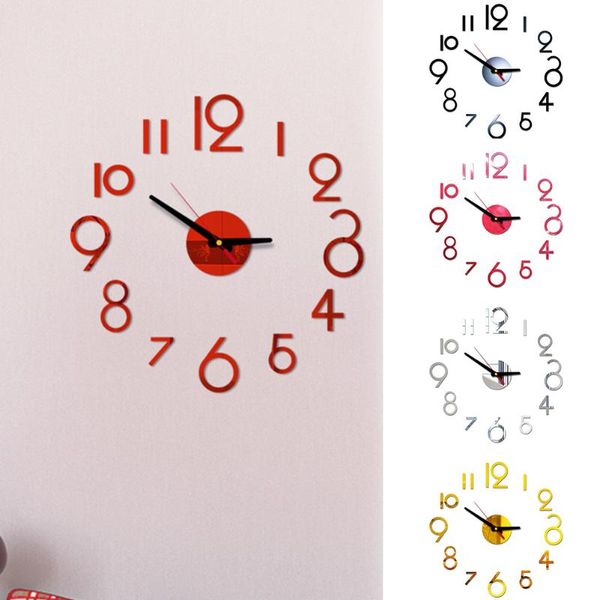 

wall clocks modern diy acrylic mirror fashion clock 3d large quartz living room home decoration still life silver sticker