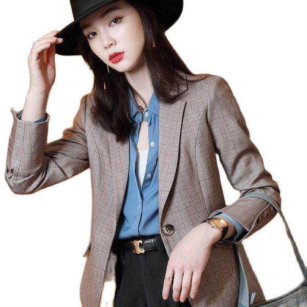 

women's suits & blazers korean autumn sports jacket oversized clothing plaid office spring, White;black