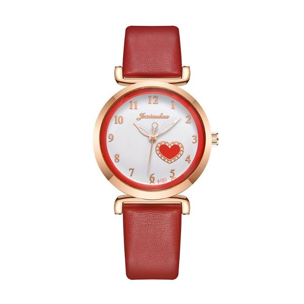 

wristwatches 10pcs/lot fashion women ladies love heart rose gold numbers leather watches students leisure dress quartz wrist clock, Slivery;brown