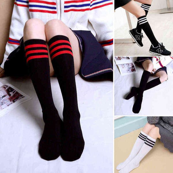 

1 pair girls student school socks fashion stockings casual thigh high over knee high socks girls womens female long knee sock y1119, Black;white