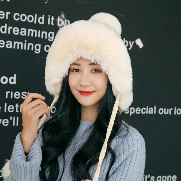 

beanies hat ladies winter tide warm knit autumn and korean fashion wild plus velvet ear protection wool