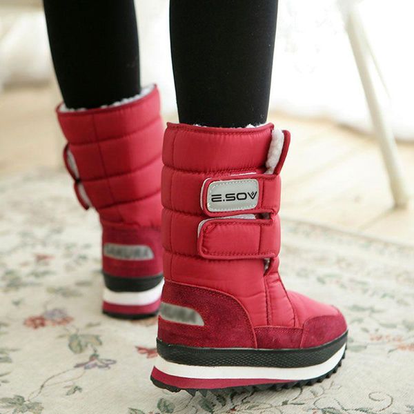 

boots winter women's shoes anti-slip waterproof snow warm cotton short flat, Black