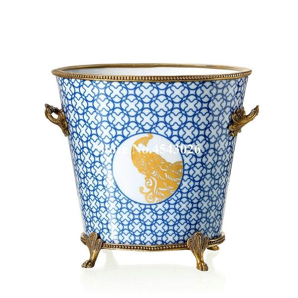 

vases copper with ceramic european high-end four-legged flower pots luxury home decoration vase