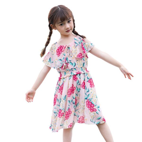 

girl's dresses 3-12 year girls dress toddler teens elegant children princess 2021 summer flower chiffon kids clothes for girl, Red;yellow
