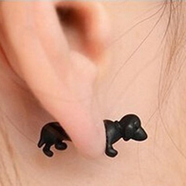 

stud cute alloy women gift fashion dog shaped black non toxic casual party earring, Golden;silver