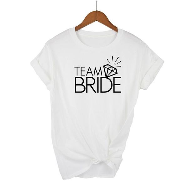 

2021 fashion new bride party shirt bride diamond ring t-shirt feminine slogan women girl tees couple, White