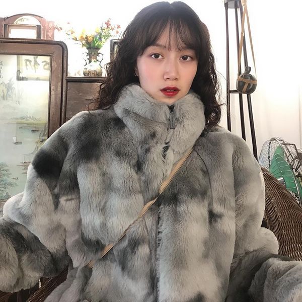

women's fur & faux 2021 women fashion jackets female loose stand collar warm outwear ladies imitation plush coats p625, Black