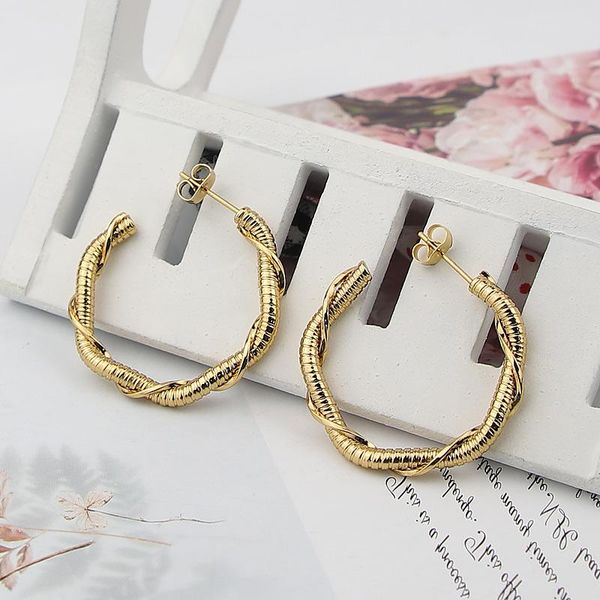 

stud selling fashion jewelry stainless steel twisted wire earrings for women's favorite party gifts wholesale, Golden;silver