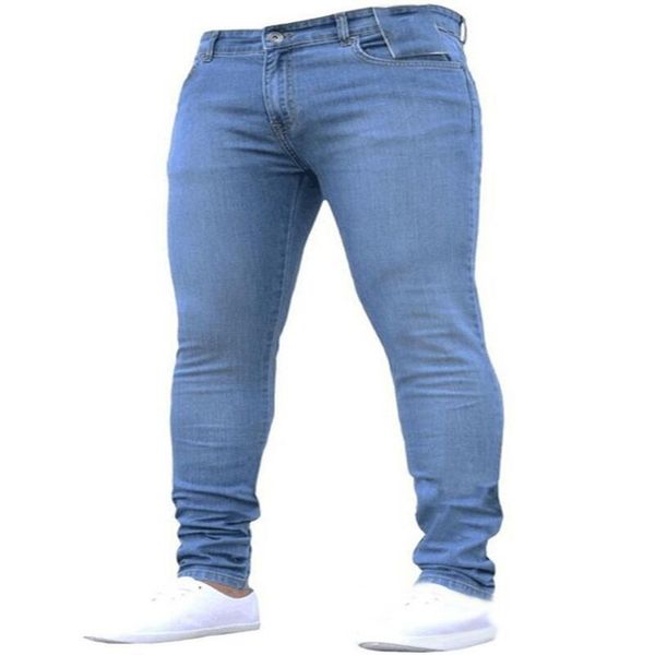 

men's jeans 2021 clothing european and american skinny tappered pants, Blue
