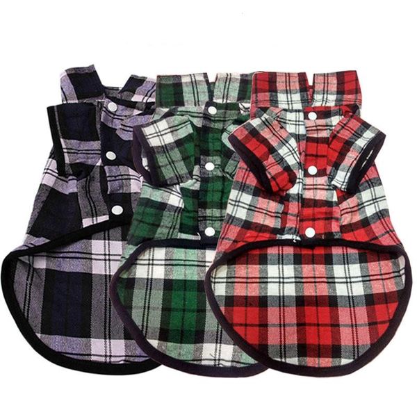 

dog apparel pet fashion plaid soft cotton summer shirt black green red clothing for small dogs dc722