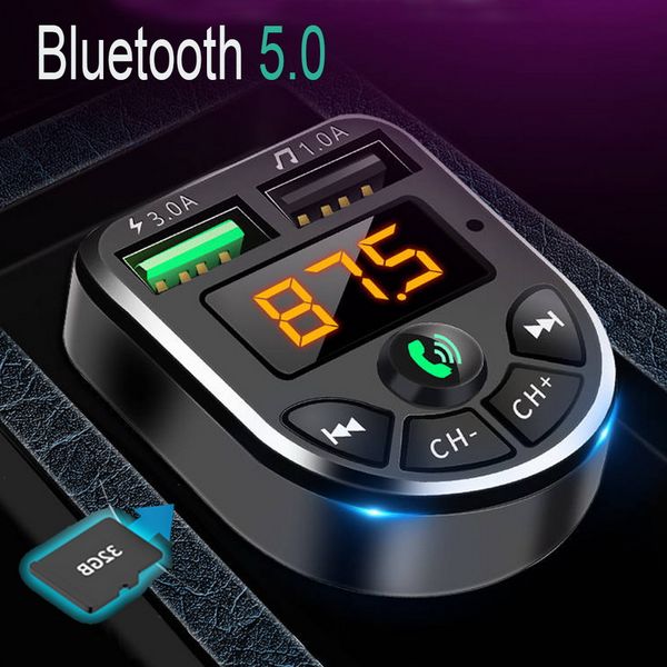 

bluetooth 5.0 fm transmitter car kit mp3 modulator player wireless handsaudio receiver dual usb fast charger 3.1a