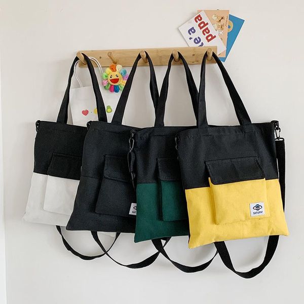 

evening bags large-capacity portable canvas bag women's single shoulder tote college student class book ins cloth pocket