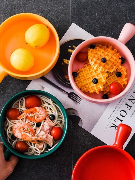 

bowls nordic with handle bowl home tableware baking ceramic soup salad large noodle