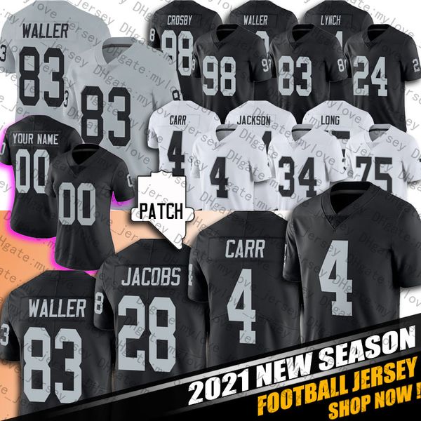 

28 josh jacob 83 darren waller derek carr henry ruggs iii football jerseys hunter renfrow bo jackson maxx crosby ken stabler las vegas, Black;red