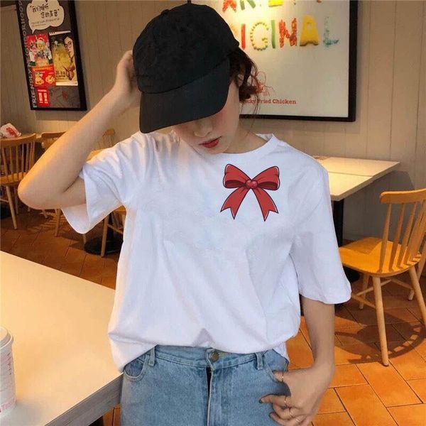 

women's t-shirt 2021 t shirt bowknot theme harajuku ulzzang femal shirts summer 90s girls graphic tee woman clothing, White