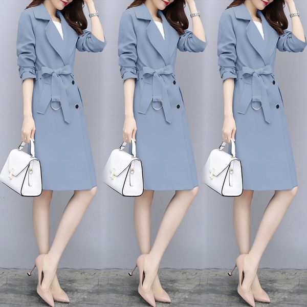 

2021 autumn new female section long fashion waist ladies jacket women's clothes 5uhl, Tan;black