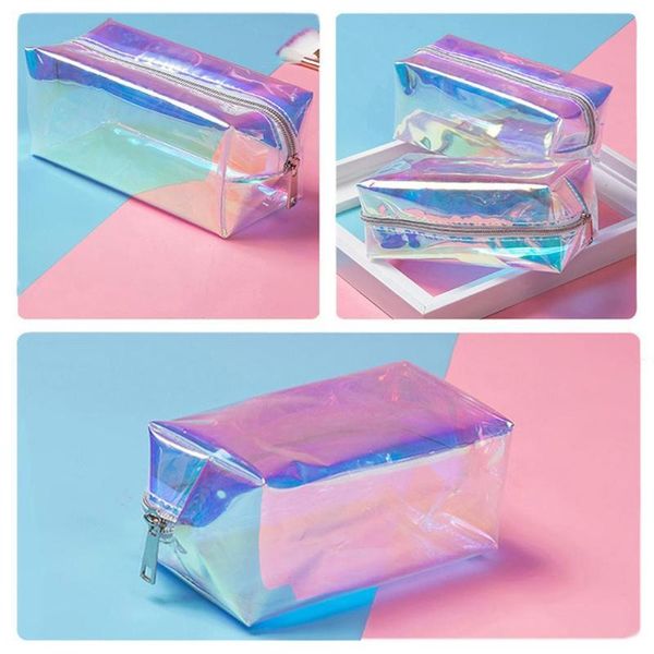 

pencil bags women's travel cosmetic bag reflective transparent toiletry toilet ladies pvc beauty waterproof q4q3