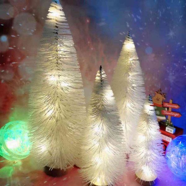 

gift red led light pine needle dusting mini christmas tree deskdecoration